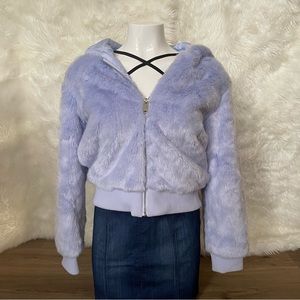 Purple/Blue Furry Zip-Up Jacket